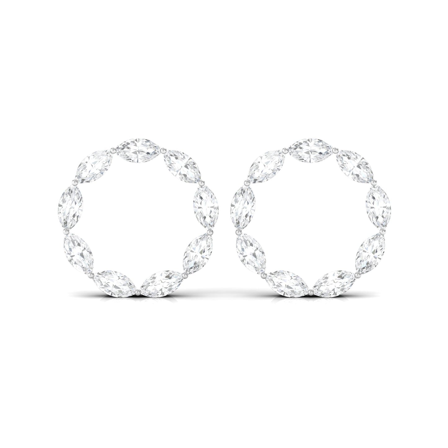 Natural Marquise Diamond Circle Earrings Studs with Screw Back