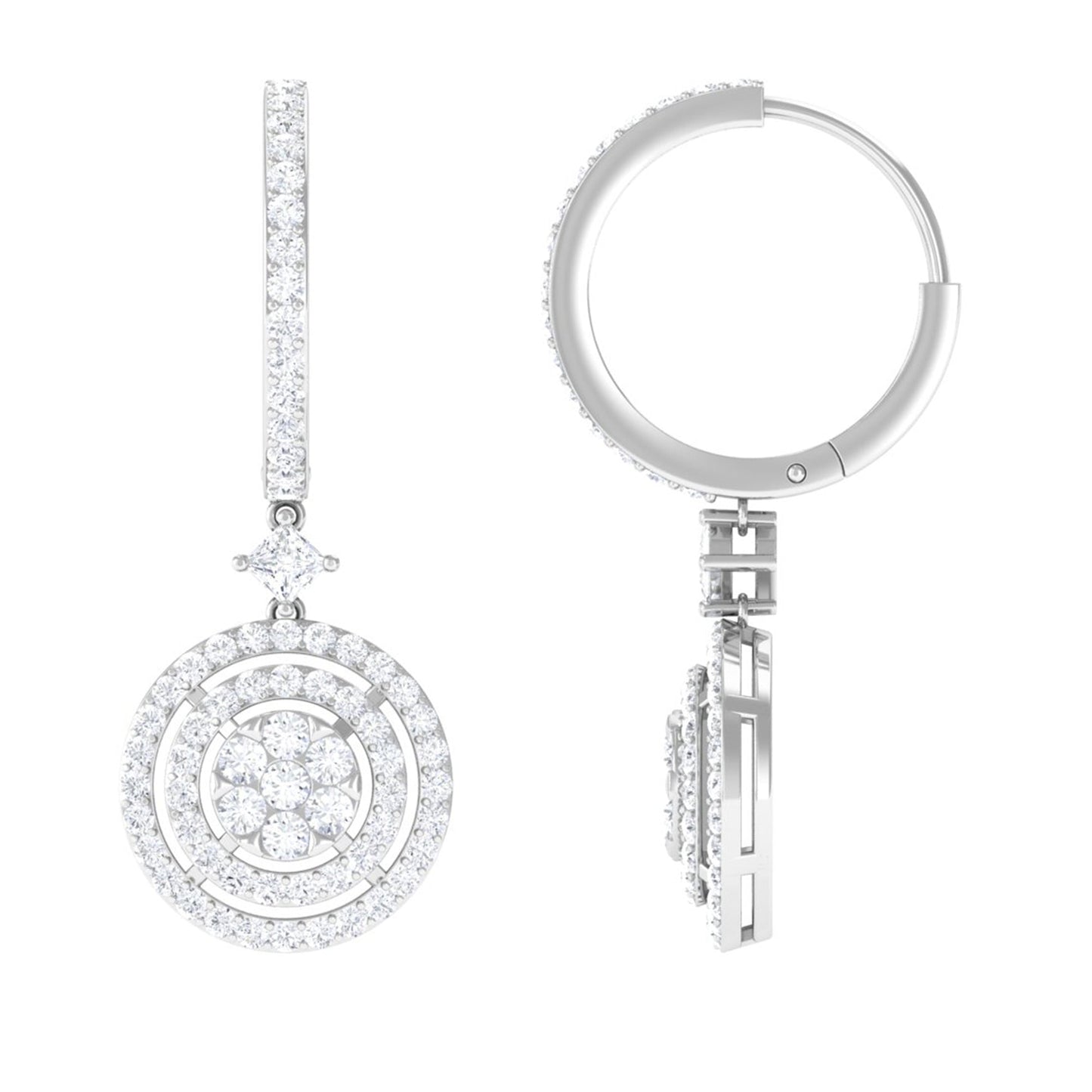 Certified Moissanite Drop Hoop Earrings for Women