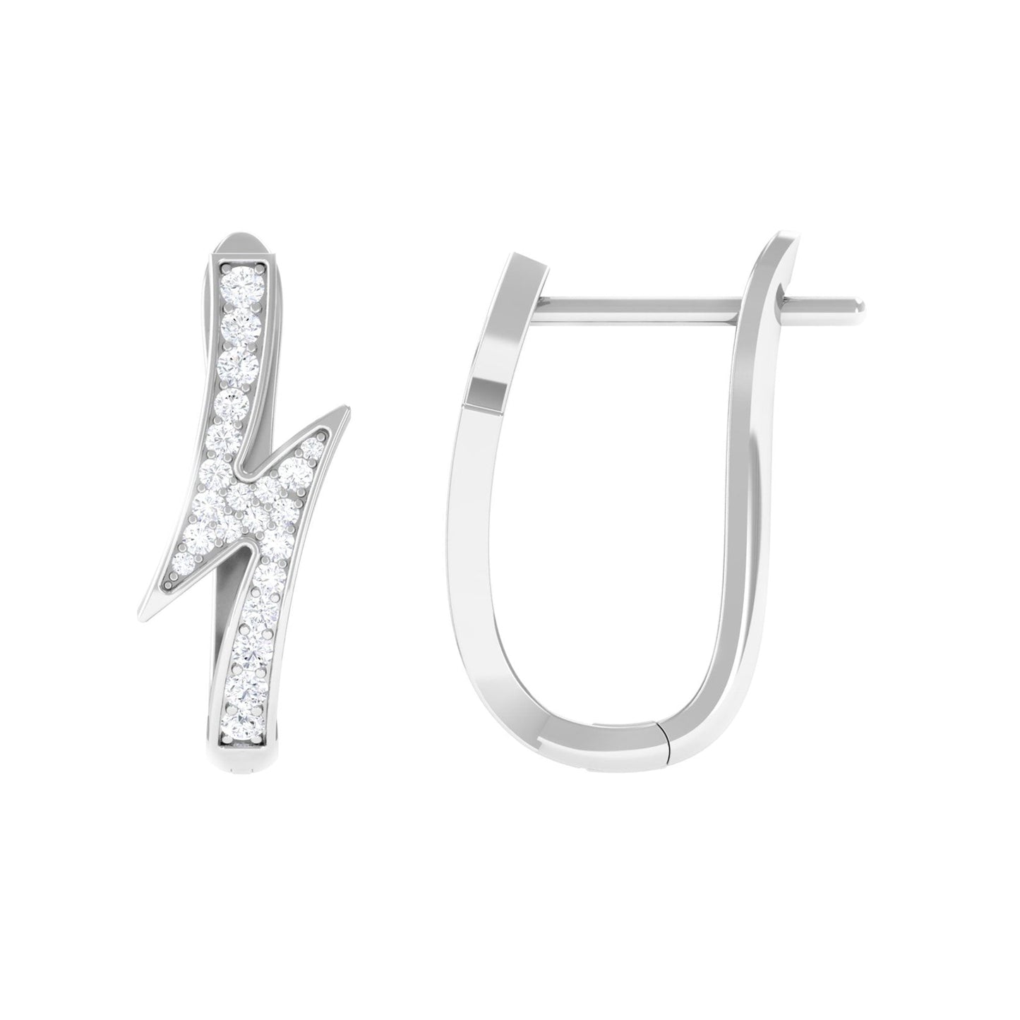 Natural Diamond Lightning Bolt Earrings with Latch Back