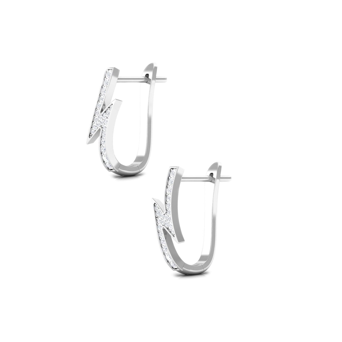 Natural Diamond Lightning Bolt Earrings with Latch Back