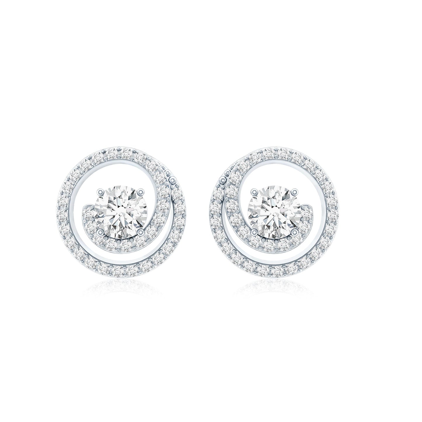 Certified Moissanite Swirl Earrings with Screw Back