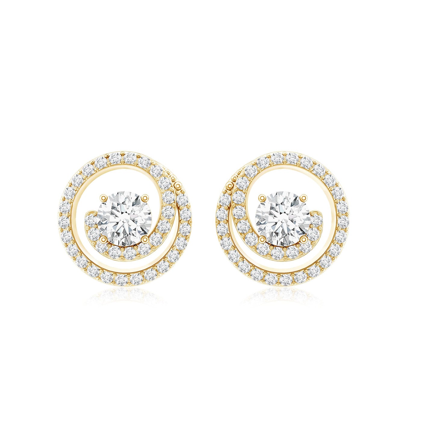Certified Moissanite Swirl Earrings with Screw Back