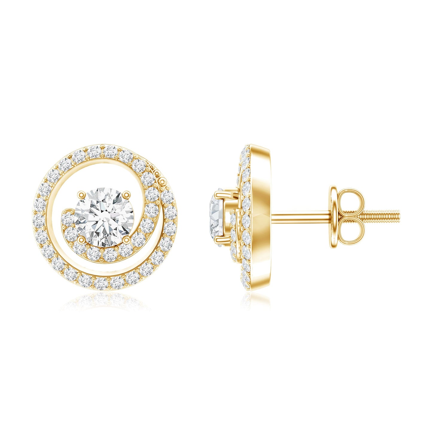 Certified Moissanite Swirl Earrings with Screw Back
