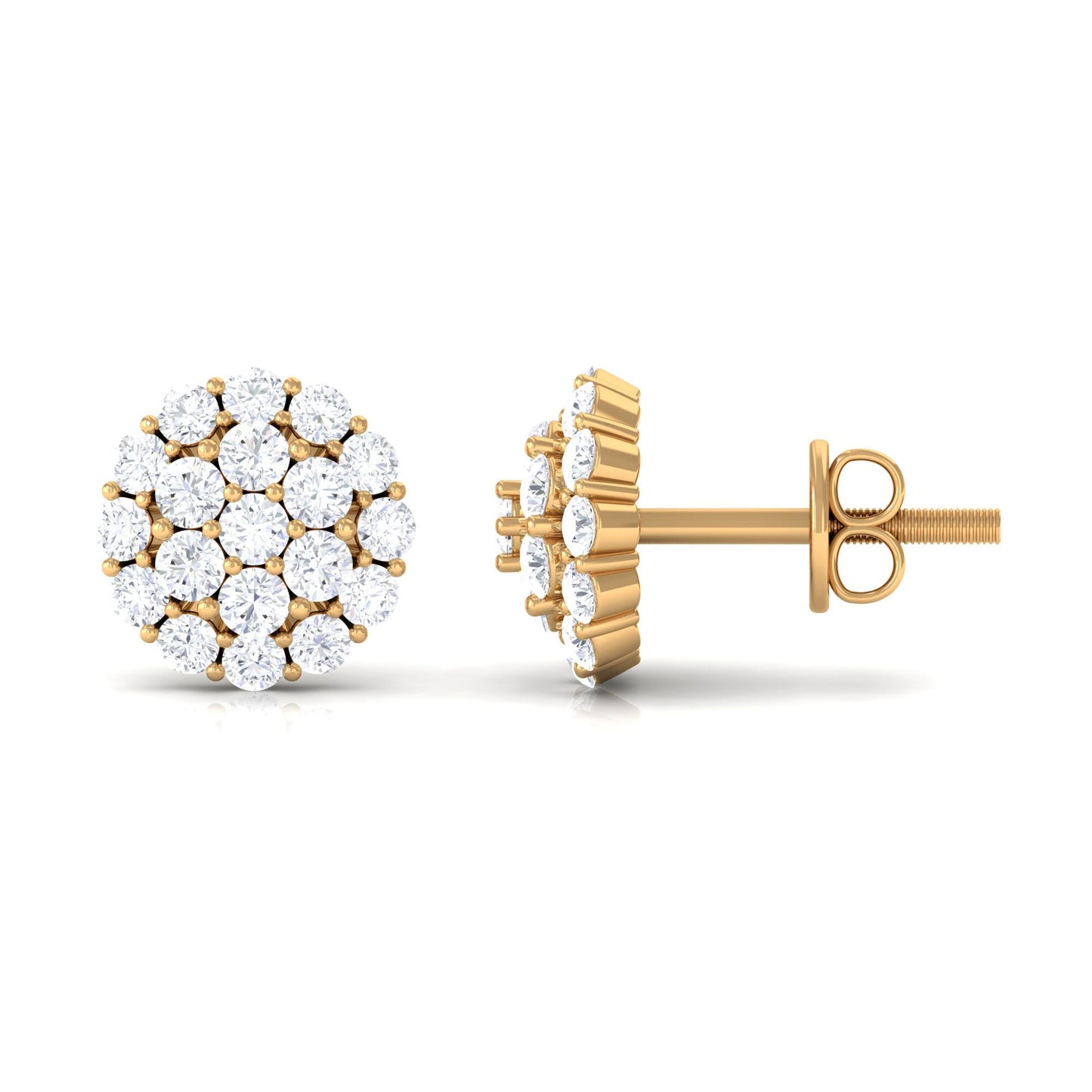 Certified Real Diamond Cluster Stud Earrings