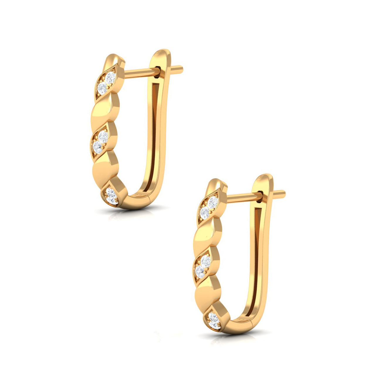 Minimal Diamond J Hoop Earrings with Latch Back