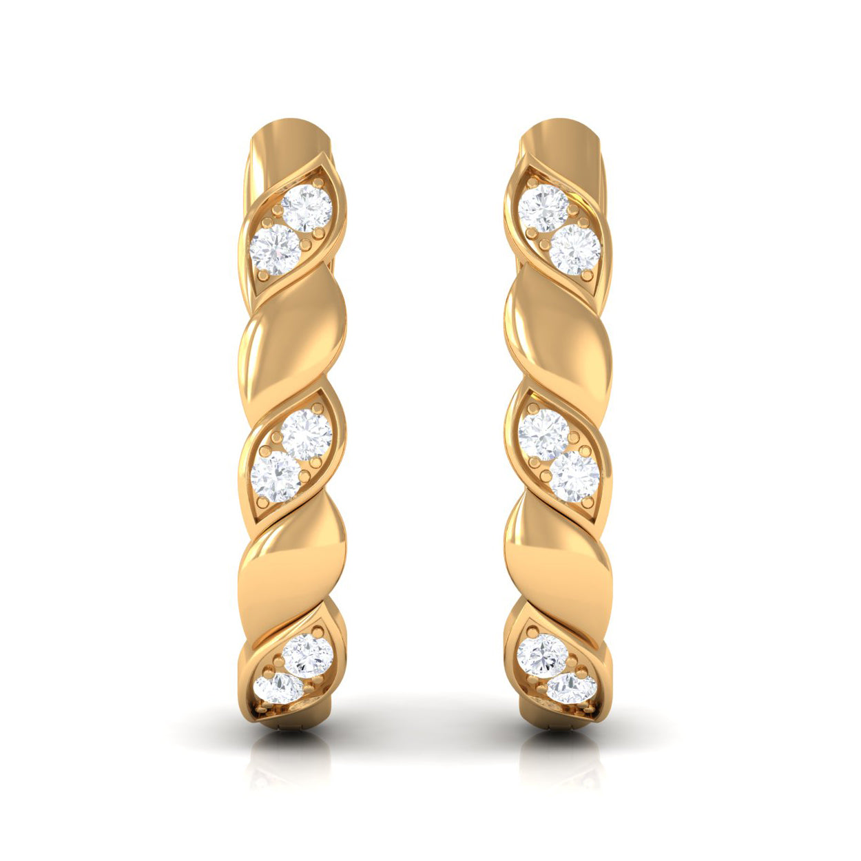 Minimal Diamond J Hoop Earrings with Latch Back