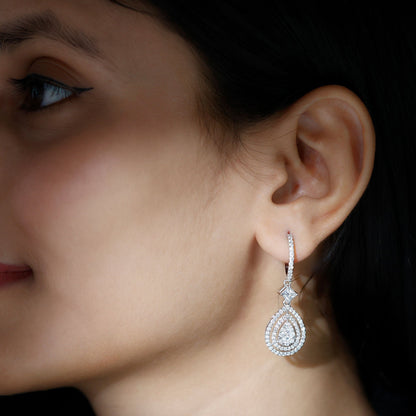 Certified Moissanite Teardrop Hoop Earrings for Women