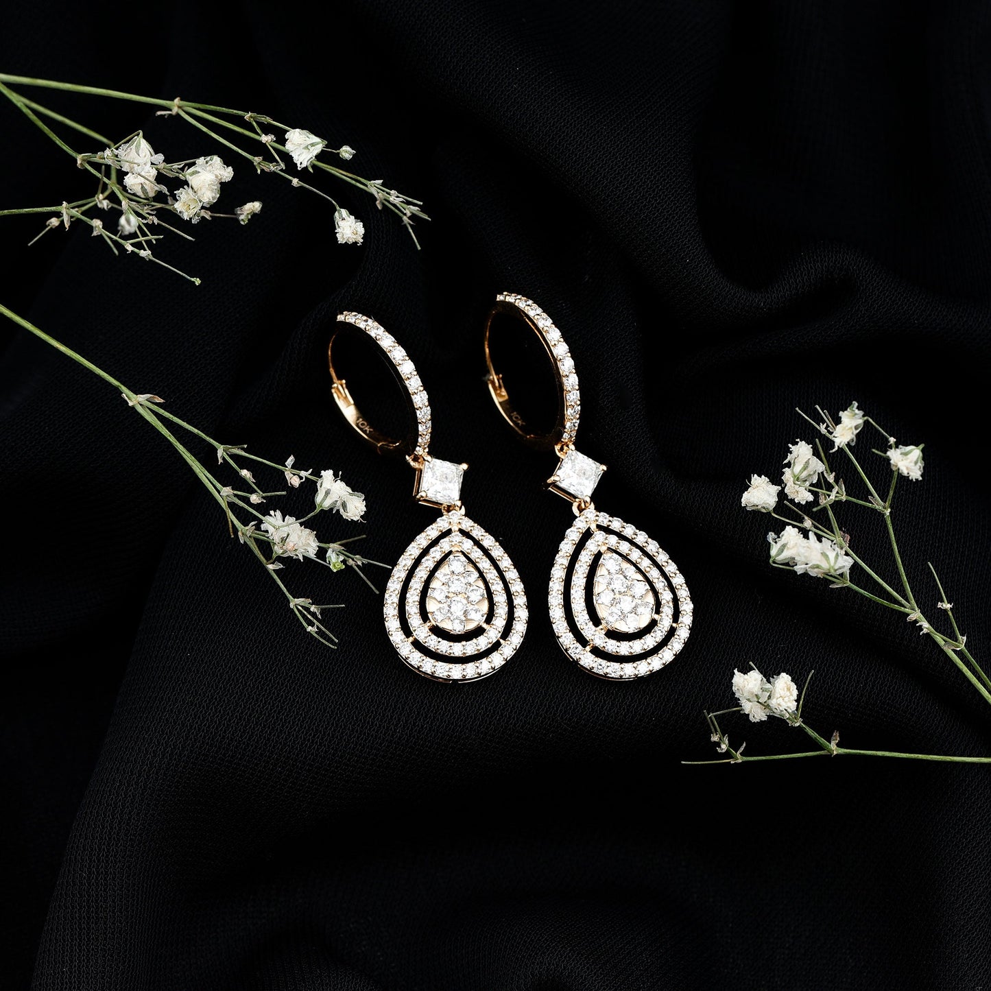 Certified Moissanite Teardrop Hoop Earrings for Women