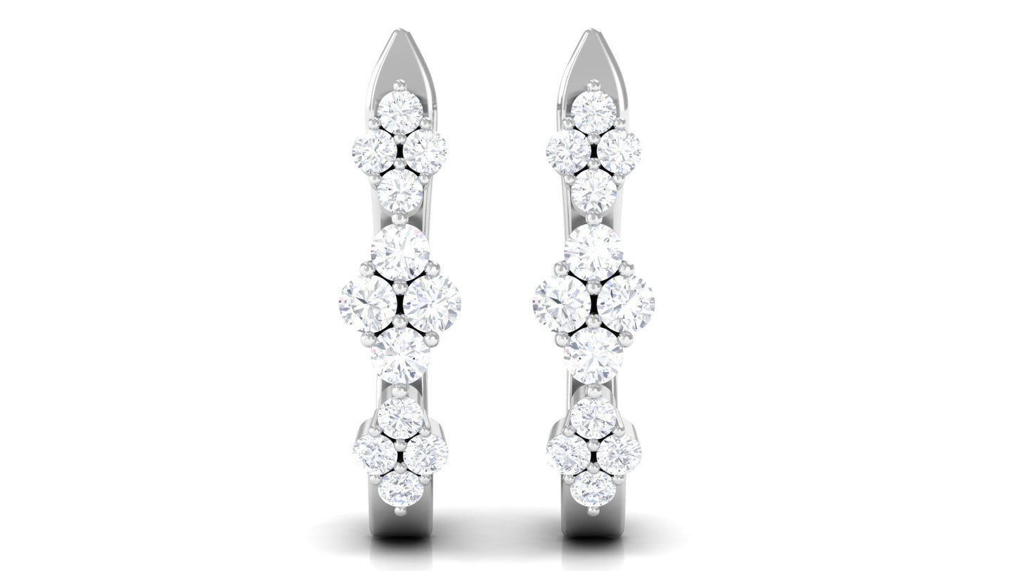 Certified Natural Diamond J Hoop Earrings