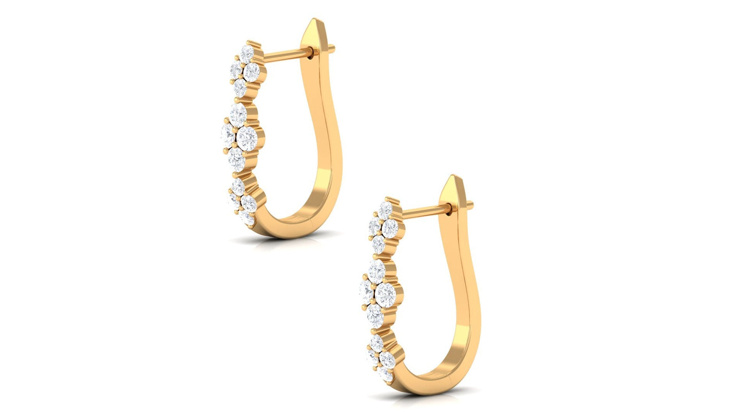 Certified Natural Diamond J Hoop Earrings
