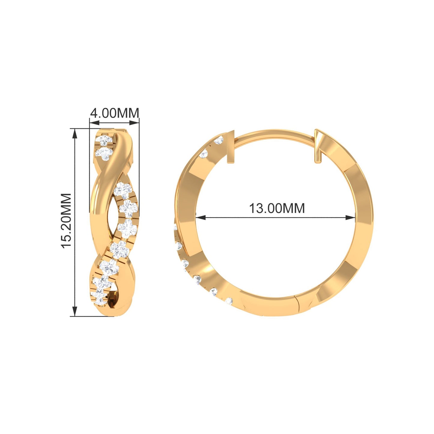 Natural Diamond Hoop Earrings in Infinity Style