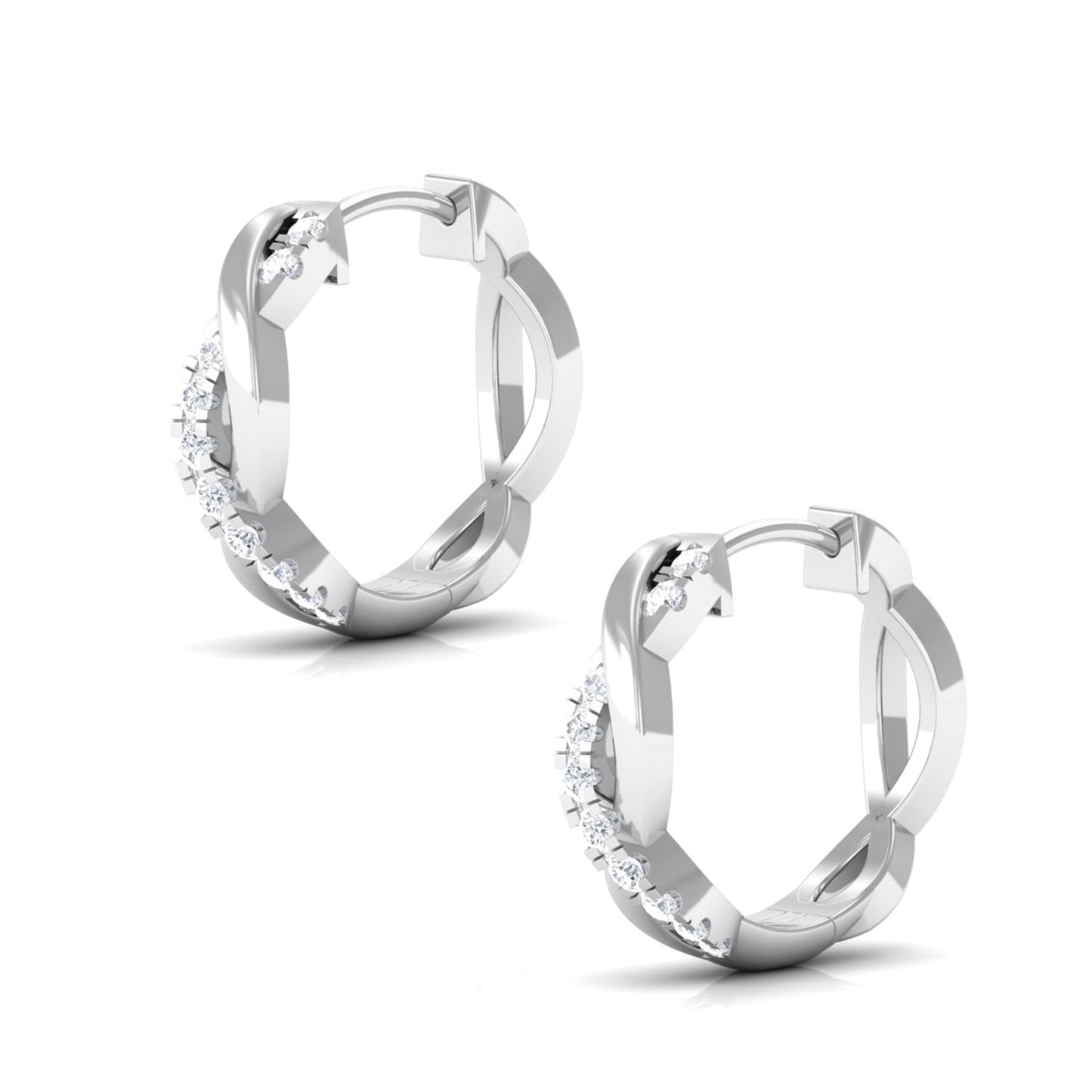Natural Diamond Hoop Earrings in Infinity Style