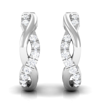 Natural Diamond Hoop Earrings in Infinity Style