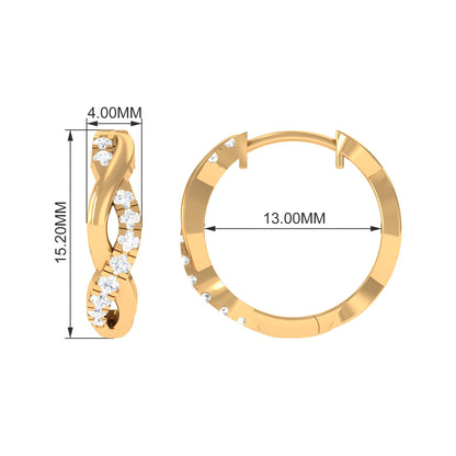 Natural Diamond Hoop Earrings in Infinity Style