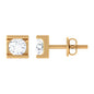 Bar Set Round Diamond Solitaire Stud Earrings