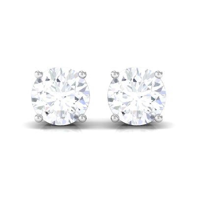 Prong Set Round Diamond Solitaire Stud Earrings