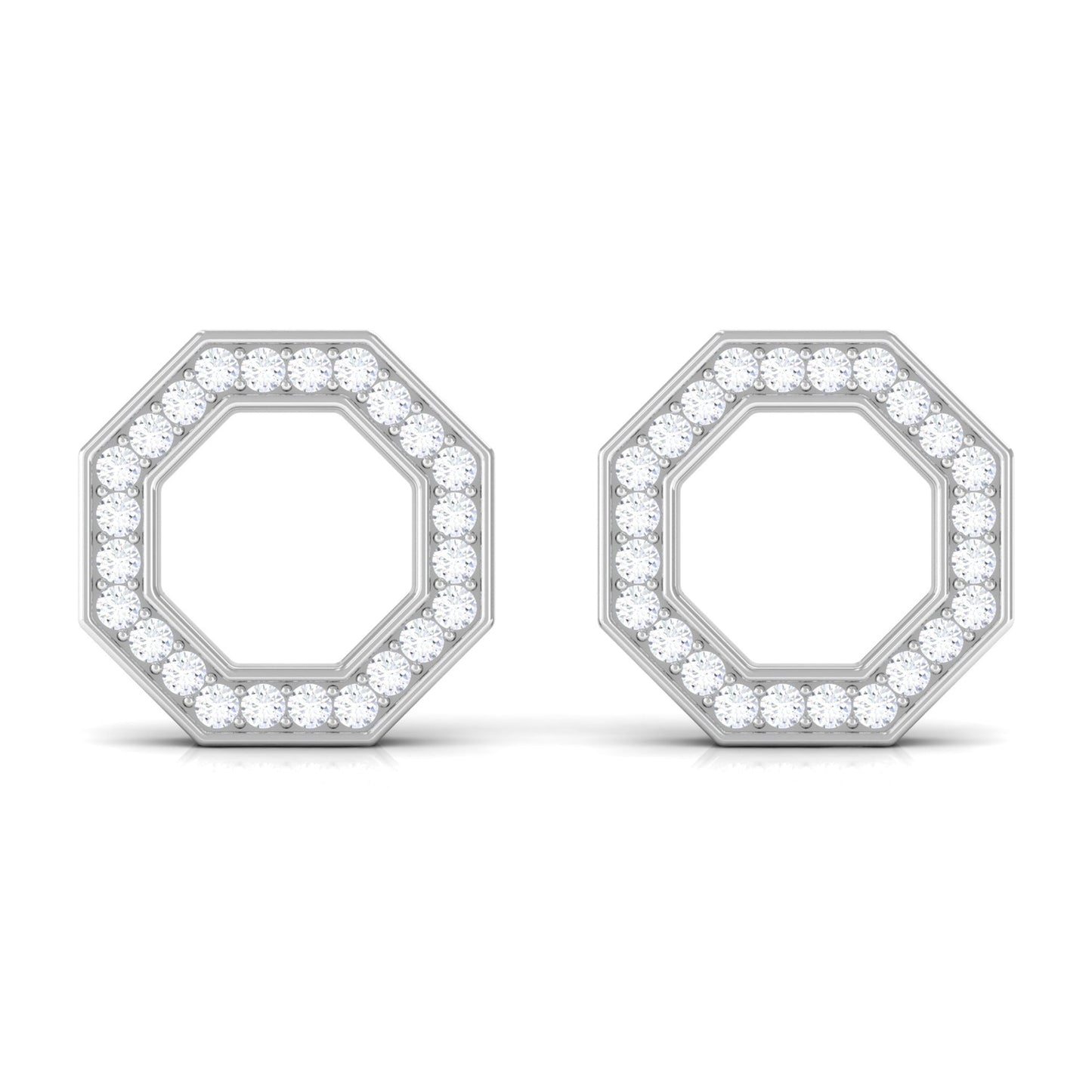 Certified Real Diamond Geometric Earrings with Screw Back