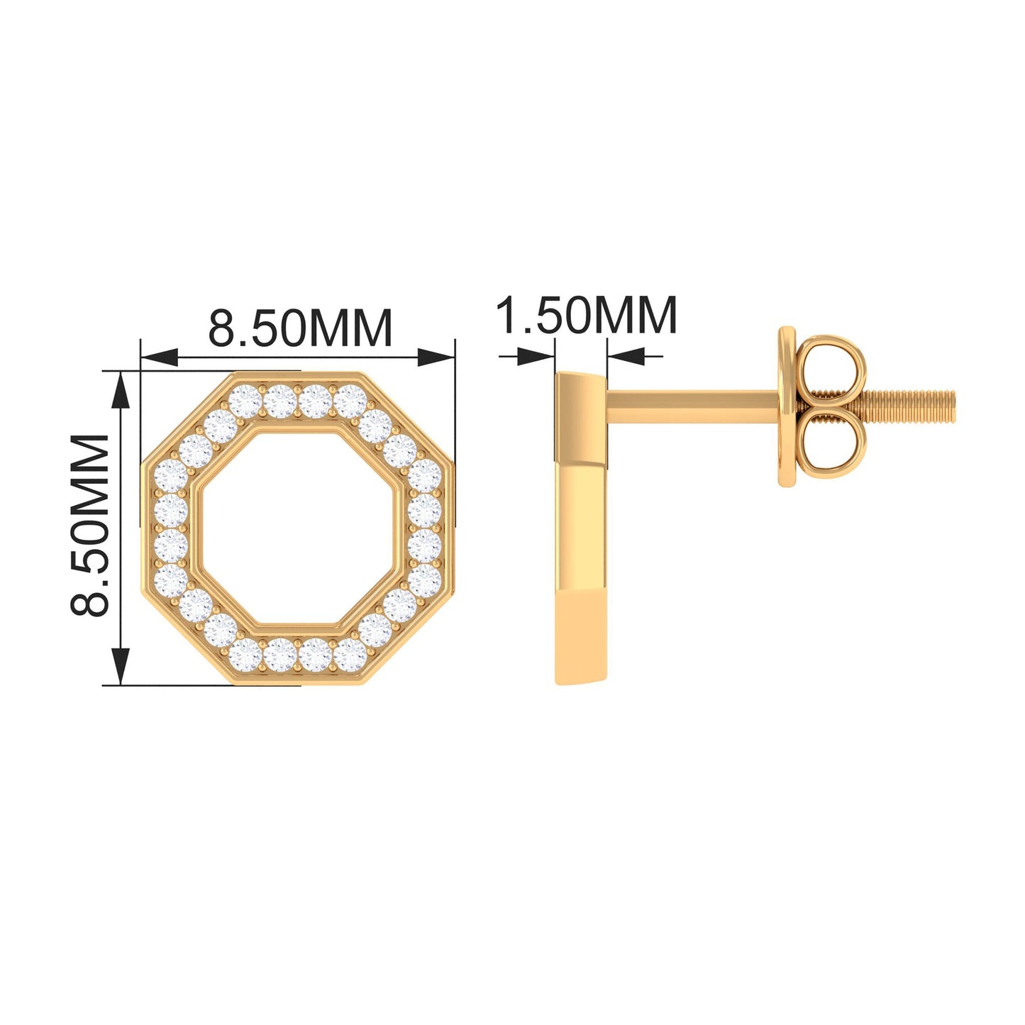 Certified Real Diamond Geometric Earrings with Screw Back