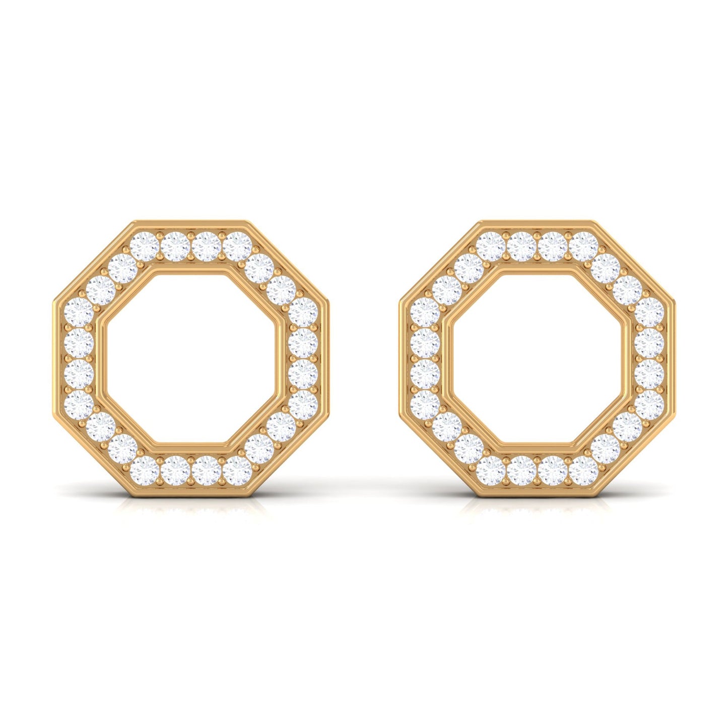 Certified Real Diamond Geometric Earrings with Screw Back