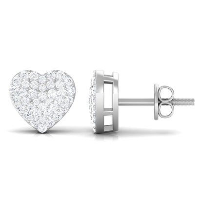 Natural Diamond Heart Earrings with Screw Back
