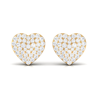 Natural Diamond Heart Earrings with Screw Back
