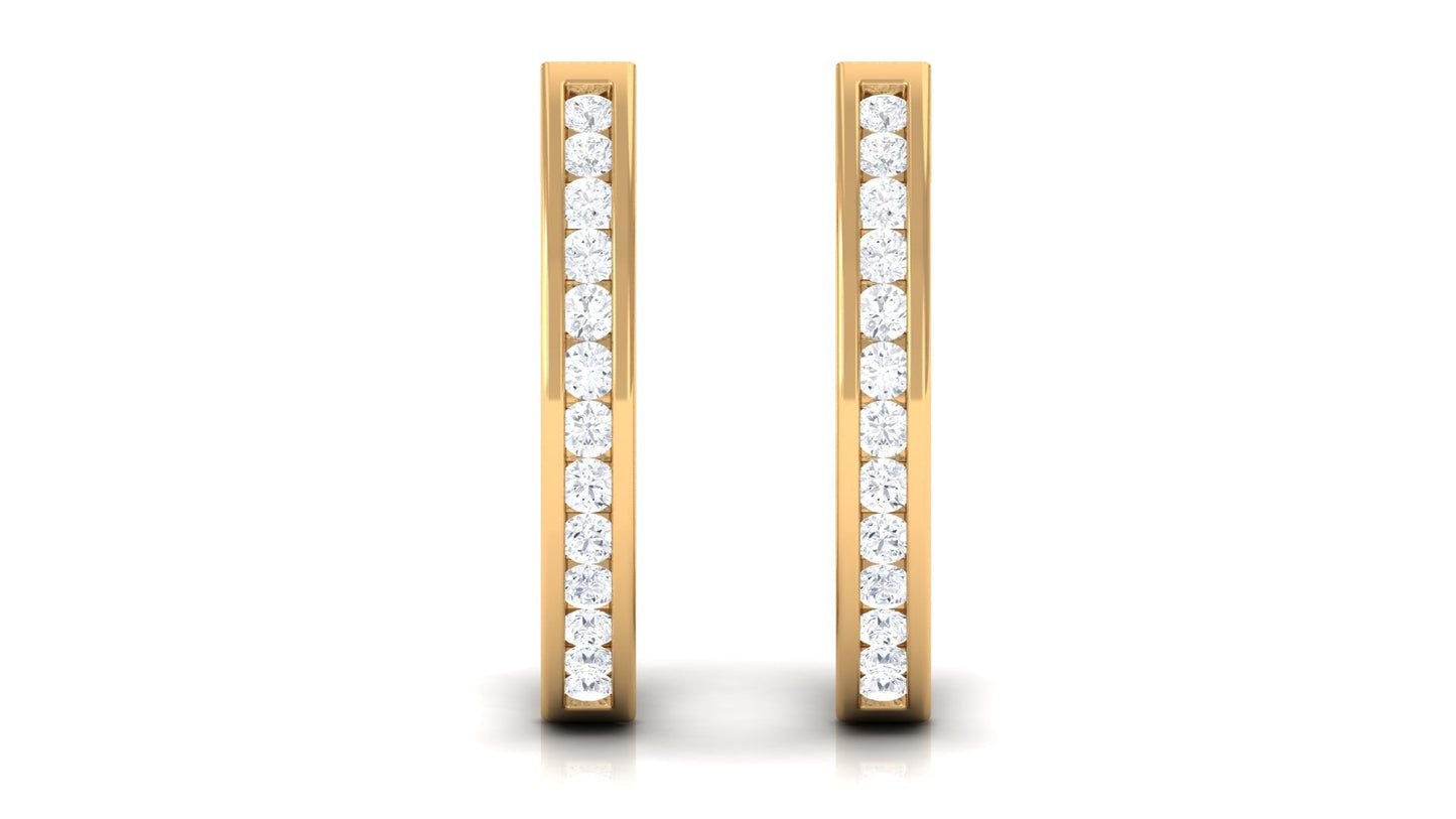 Diamond Hinged Hoop Earrings in Channel Setting