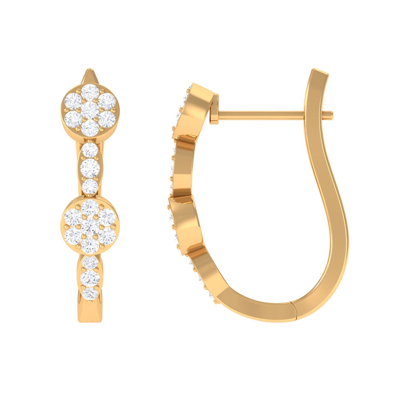 Natural Diamond Classic U Hoop Earrings