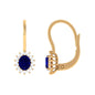 1.2 Carat Oval Blue Sapphire Drop Earrings with Diamond Halo