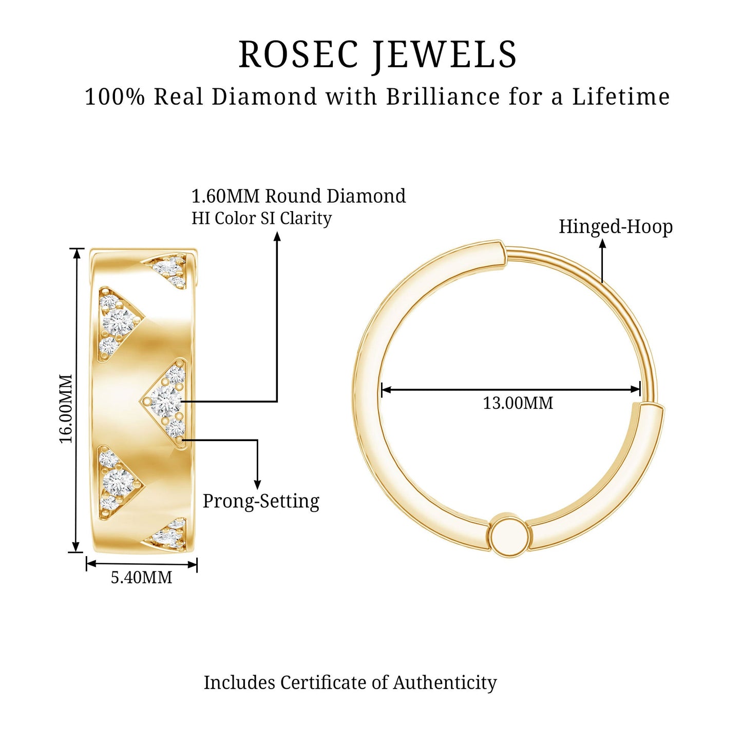 Certified Diamond Hoops For Women