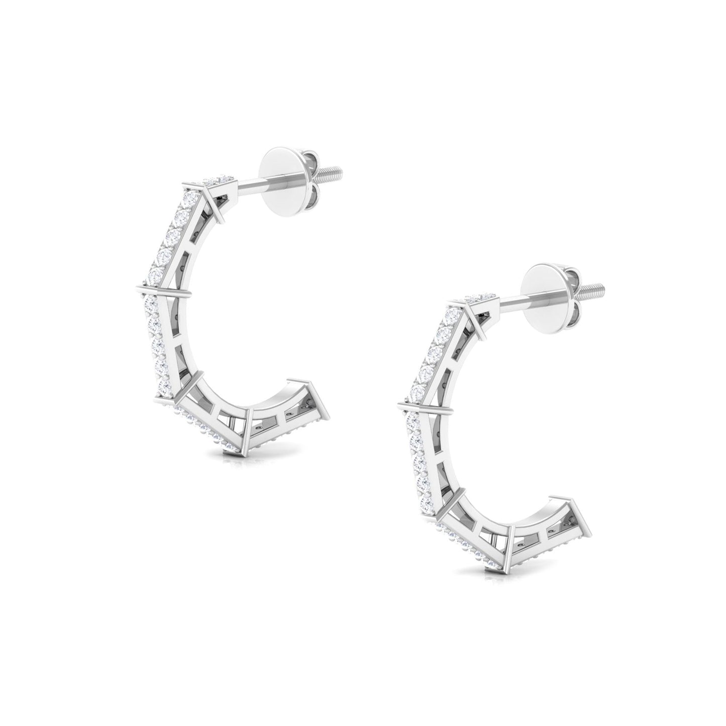 Art Deco Inspired Diamond Half Hoop Earrings