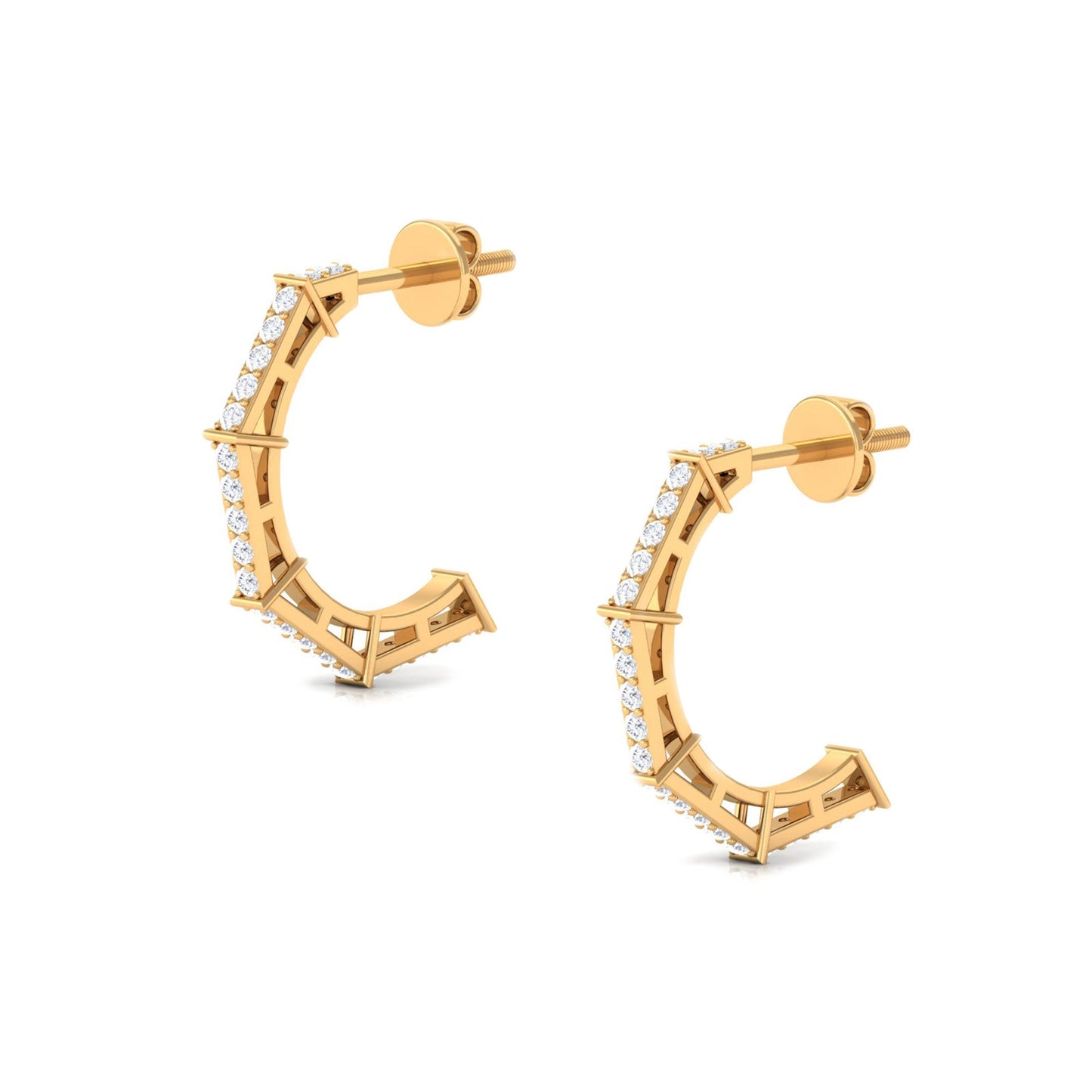 Art Deco Inspired Diamond Half Hoop Earrings