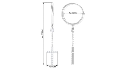 Genuine Diamond Cross Drop Earrings with Hinged Hoop