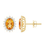 Natural 2.2 Carat Oval Citrine Stud Earrings with Halo