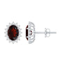 3 Carat Garnet Oval Stud Earrings with Moissanite Halo