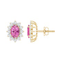 1.3 Carat Oval Pink Tourmaline Stud Earrings with Diamond Halo
