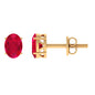 3 Carat Solitaire Stud Earrings with Oval Shaped Created Ruby