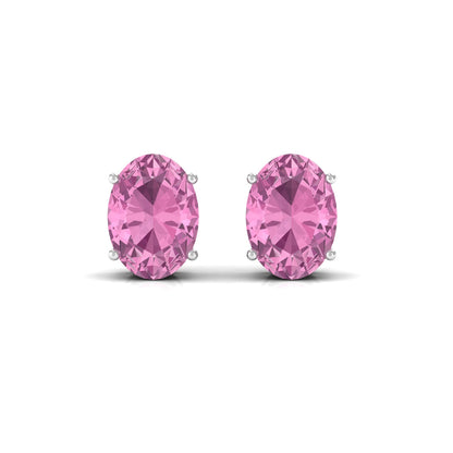 2.2 Carat Oval Cut Pink Tourmaline Solitaire Stud Earrings