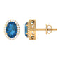 2.2 Carat London Blue Topaz and Diamond Halo Stud Earrings