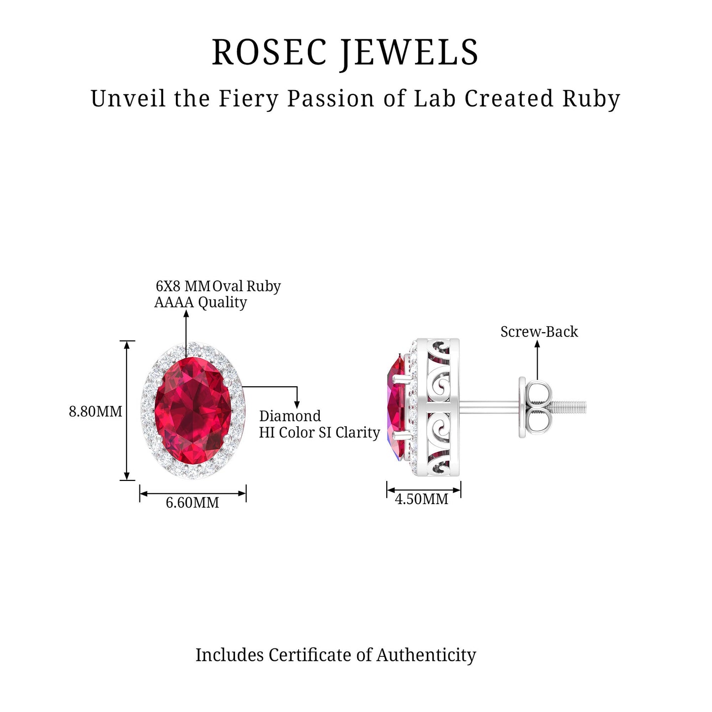 Lab Created Ruby and Diamond Halo Stud Earrings