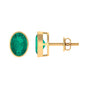 1.4 Carat Bezel Set Oval Cut Emerald Solitaire Stud Earrings