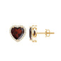 8 CT Heart Shape Garnet Stud Earrings with Diamond Halo
