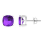 4.2 Carat Cushion Cut Amethyst Solitaire Stud Earring