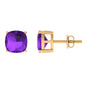 4.2 Carat Cushion Cut Amethyst Solitaire Stud Earring