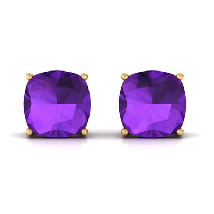 4.2 Carat Cushion Cut Amethyst Solitaire Stud Earring