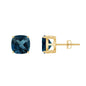 5.68 Carat Cushion Cut London Blue Topaz Stud Earrings
