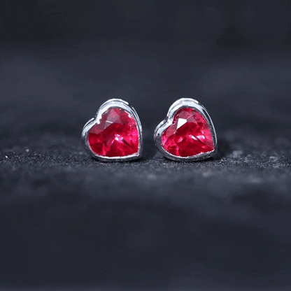 4 Carat Heart Shape Lab Grown Ruby Stud Earrings for Women