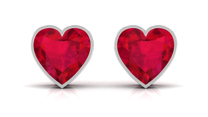 4 Carat Heart Shape Lab Grown Ruby Stud Earrings for Women
