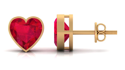 4 Carat Heart Shape Lab Grown Ruby Stud Earrings for Women