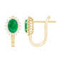 1.43 Carat Oval Cut Emerald and Diamond Halo Stud Earrings with Latch Back
