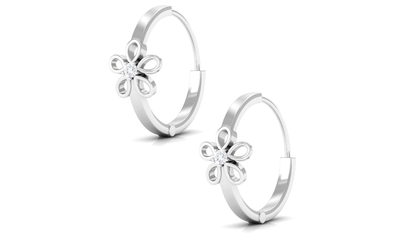 Diamond Flower Huggie Earrings for Women